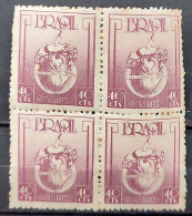 C 241 Brazil Stamp Fight Against Cancer Health Map Sword 1948 Block Of 4 2 - Enteros Postales