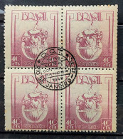 C 241 Brazil Stamp Fight Against Cancer Health Map Sword 1948 Block Of 4 CPD RJ 2 - Enteros Postales