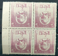 C 241 Brazil Stamp Fight Against Cancer Health Map Sword 1948 Block Of 4 3 - Enteros Postales