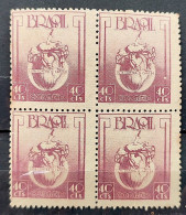 C 241 Brazil Stamp Fight Against Cancer Health Map Sword 1948 Block Of 4 1 - Enteros Postales