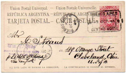 ARGENTINA 1883 - Entire Postal Card Of 6c National Emblem To Cleveland, Ohio, USA - Brieven En Documenten