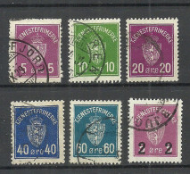 NORWAY 1926-1929 Dienstmarken = 6 Values From Michel 1 - 8 O - Service