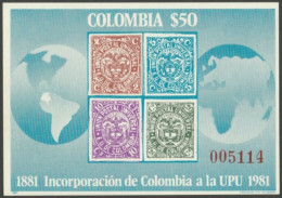 F-EX48389 COLOMBIA 1981 MNH UPU MEMBERSHIP CENTENARIAL ANNIV.  - UPU (Union Postale Universelle)