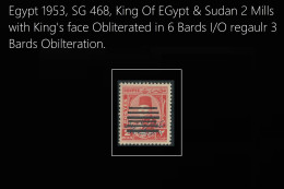 King Of Egypt & Sudan Farouk 1953 STAMPS OBLITERATE 6 BARS I/O 3 BAR 2 MILL MNH STAMP SG 468 Double Overprint RARE - Nuovi