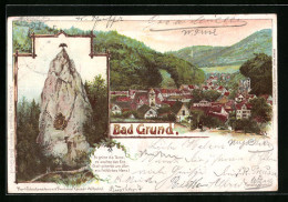 Lithographie Bad Grund, Hübichstein, Ortsansicht Aus Der Vogelschau  - Bad Grund