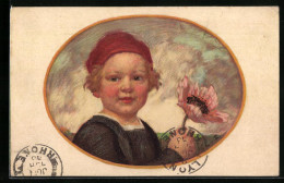 Künstler-AK Ludwig Von Zumbusch: Junge Mit Roter Mütze Und Blume  - Zumbusch, Ludwig V.