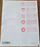 China Cover "Blessing Idioms" (Tianjin) Postage Machine Stamped First Day Actual Shipping Seal (set Of 5 Pieces) - Enveloppes