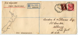 New Zealand 1934 Registered Cover; Oamaru To Albany, NY Per Niagara; Scott 164 & 184 KGV Stamps - Lettres & Documents