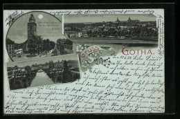 Mondschein-Lithographie Gotha, Neumarkt Mit St. Margarethen Kirche, Orangerie - Gotha