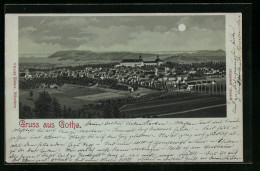 Mondschein-Lithographie Gotha, Ortsansicht Mit Schloss - Gotha