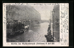 AK Berlin-Kreuzberg, Yorkstrasse Mit Fleischerei Und Pferdewagen Im Wolkenbruch 1902  - Overstromingen