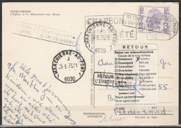 CP Marchienne Affr N°1645 Flam. "CHARBON/MARCHIENNE-AU-PONT/1975" Pour Les Pays-Bas + [INCONNU A L'APPEL] + [Terug Aan A - Cartas & Documentos