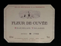 étiquette, Vin, Fleur De Cuvée, Beaujolais Villages, Bouteille N° 21902, Les Vignerons Du Prieuré, Juliénas, Rhône - Beaujolais