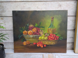 Tableau Nature Morte Aux Fruits Signé - Huiles