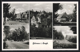 AK Gelenau /Erzgeb., Siedlung Burkhardtsdorfer Strasse, Buschmühle, Kurheim  - Gelenau