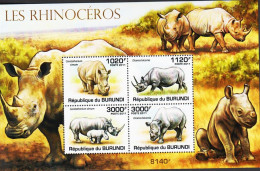 2011. BURUNDI. LES RHINOCEROS. Sheet With 4 Stamps Never Hinged. (Michel Block 168) - JF546891 - Unused Stamps