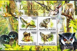 2011. BURUNDI. OWLS. Les Hiboux Du Burundi. Sheet With 4 Stamps Never Hinged. (Michel Block 166) - JF546892 - Unused Stamps