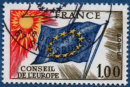 France, Conseil De L'Europe, 1976 1.00 Fr Sun European Flag Cancelled - Usados