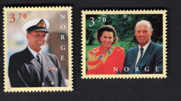 2051682020 1997  SCOTT 1158 1159 (XX)  POSTFRIS  MINT NEVER HINGED - KING HARALD - QUEEN SONJA - 60TH BIRTHDAYS - Unused Stamps