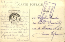 1916  Encadré  " HOPITAL DEPOT N° 80  SAINT SERVAN "  Envoyée Au PETIT QUEVILLY - Storia Postale