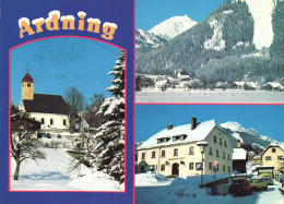 ARDNING, LIEZEN, STYRIA, MULTIPLE VIEWS, ARCHITECTURE, CHURCH, TOWER, CAR, MOUNTAIN, AUSTRIA, POSTCARD - Liezen