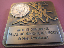 Plaquette-Souvenir Avec Les Compliment S/Office Municipal Sports XIVème Arrondissement De Paris/ Début XXIème   MED528 - Autres & Non Classés