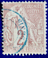 -Sage  Type  Alphée Dubois N° 47 Ob Bleue  ( Réunion St Denis  ) - Alphée Dubois