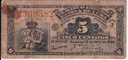 BILLETE DEL BANCO ESPAÑOL EN CUBA DE 5 CENTAVOS DEL AÑO 1896 (BANKNOTE) - Cuba