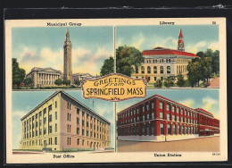 AK Springfield, MA, Municipal Group, Library, Post Office, Union Station  - Springfield