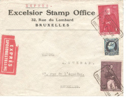 TP 302-303-215 Rois Belges S/L. Excelsoir Stamps Expédiée En Exprès Obl. T.T. BXL Central 7/1/1933 > E/V - Covers & Documents