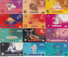 BRAZIL(Telemar) - Set Of 12 Cards, Zodiac, 03/00-02/01, Used - Zodiaque