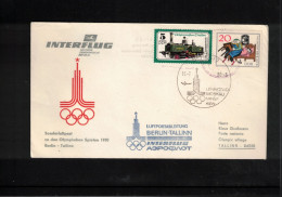 Germany DDR 1980 Olympic Games Moscow - Special Interflug Airmail Post From Berlin To Tallinn Interesting Cover - Summer 1980: Moscow