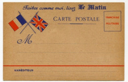 !!! GUERRE DE 39-45 : CARTE DE FRANCHISE MILITAIRE NEUVE AVEC PUBLICITE LE MATIN - Storia Postale