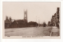 Newcastle-on-Tyne - Barras Bridge, Street Scene, Tram - Old Real Photo Postcard - Newcastle-upon-Tyne