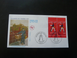 FDC Facteur à Vélo Cycling Postman Paire Du Carnet Journée Du Timbre Paris 1993 - Ciclismo