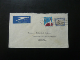 Lettre Par Avion Air Mail Cover With Cinderella Port Elizabeth South Africa To Germany 1951 - Africa Tedesca Del Sud-Ovest