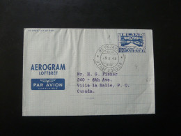 Aerogramme Entier Postal Stationery Poste Aérienne Air Mail Aviation Islande Iceland 1949 - Postwaardestukken
