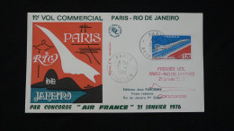 Lettre FDC Premier Vol First Flight Cover Paris Rio Concorde Air France 1976 - Concorde