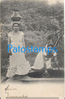 230639 PARAGUAY SAN BERNARDINO COSTUMES NATIVE WOMAN'S WITH WATER VESSEL POSTAL POSTCARD - Paraguay