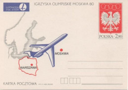 Poland, Olympic Games Moscow 1980, Airplane, Stationery - Summer 1980: Moscow