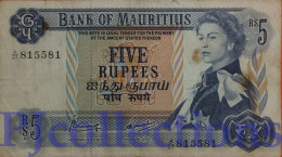 MAURITIUS 5 RUPEES 1967 PICK 30c VF - Mauritius