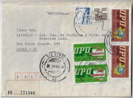 Brazil 1979 Registered Cover Rio Verde - Lages Stamp Universal Postal Union Jangadeiro Campaign Against Hansen's Disease - Cartas & Documentos