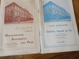 NANCY Lycée Jeanne D'arc Distribution Soleinnelle Des Prix 1956/1957 - Lorraine - Vosges