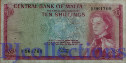 MALTA 10 SHILLINGS 1968 PICK 28a FINE+ - Malte