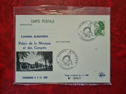 Entier 1989 STRASBOURG  CONSEIL EUROPEEN PALAIS DE LA MUSIQUE ET DES CONGRES - Andere & Zonder Classificatie