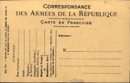 C P  Correspondance Des Armées De La République  CARTE EN FRANCHISE  Dessin Peint à La Main Au Verso - Briefe U. Dokumente