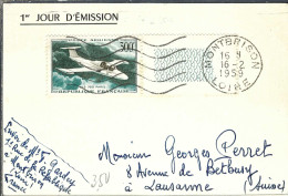 FRANCE P.A. Ca.1959: Encart De Montbrison (Loire) Pour Lausanne (Suisse) Avec Le Y&T PA35 - 1927-1959 Gebraucht