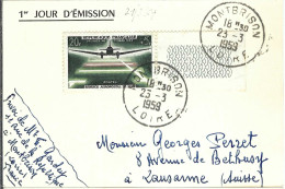 FRANCE Ca.1959: Encart De Montbrison (Loire) Pour Lausanne (Suisse) Avec Le Y&T 1196 - 1927-1959 Gebraucht