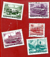 5 Timbres Magyar Posta 1963 Autocar Bus 2scans - Bus