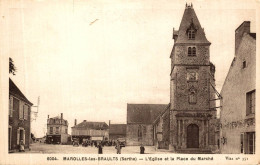 MAROLLES LES BRAULTS L'EGLISE ET LA PLACE DU MARCHE - Marolles-les-Braults